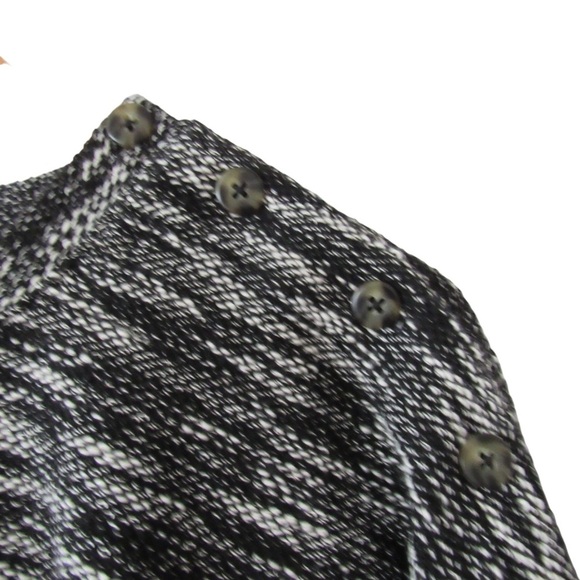 Madewell Button Shoulder Wide Sleeve Top Size Large Black Marled Crewneck - Picture 4 of 10